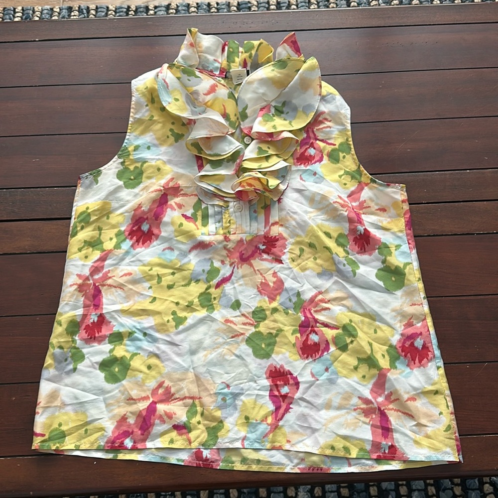 J Crew floral silk blouse